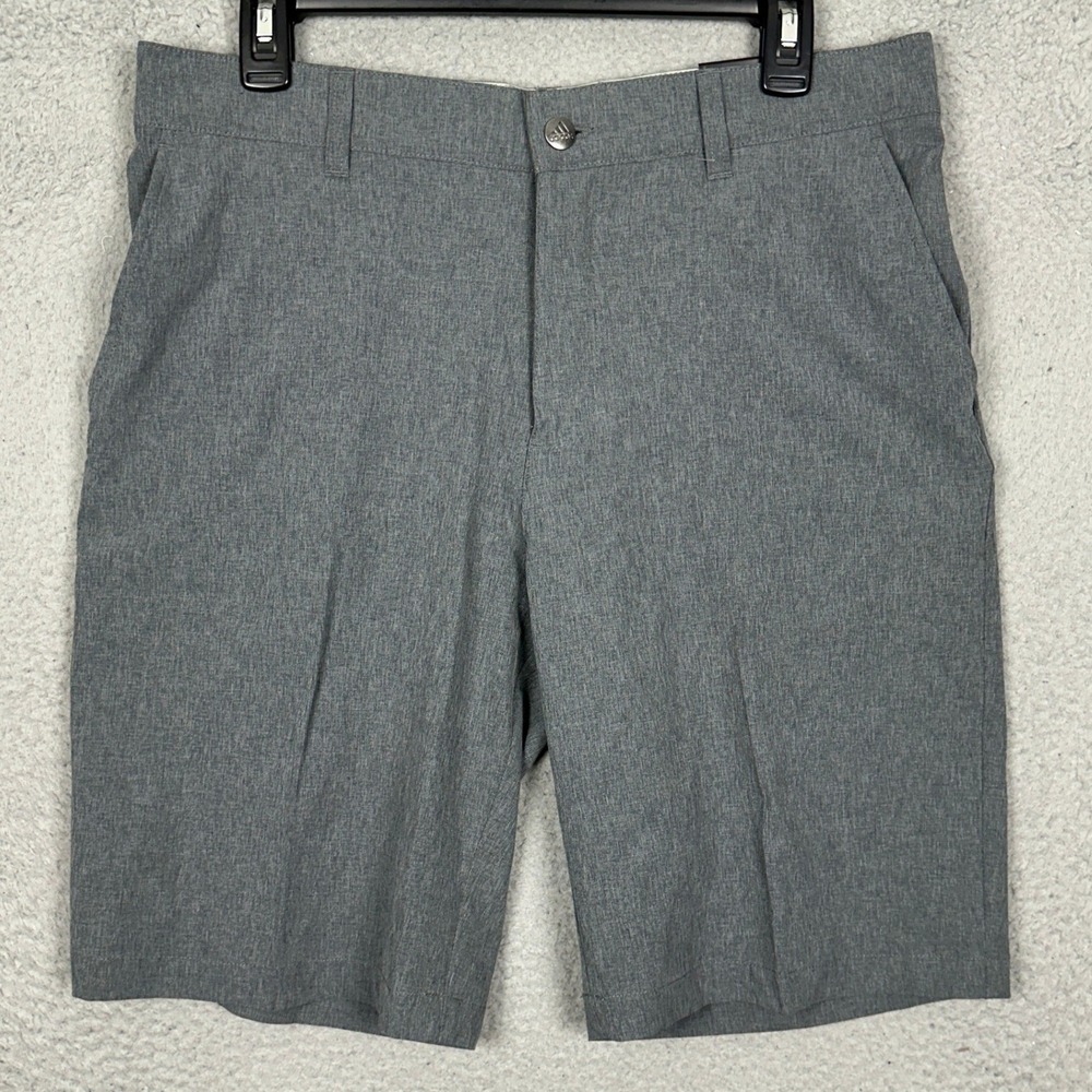NEW Adidas Shorts Mens 32 Ultimate365 Grey Heathered Golf Chino Flat Front Logo